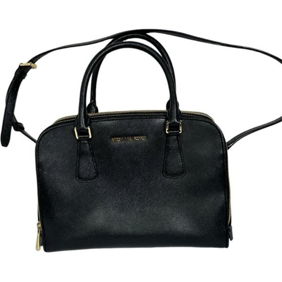 Michael Kors Reese Patent Saffiano Leather Bag Purse Black 30T4GEES3A Handbag - Picture 10 of 15